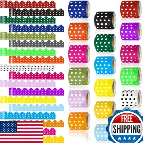 B09yrfdkmf Thenshop 18 Rolls Bulletin Board Borders Colors Scalloped Trim 300 Feet Each Roll