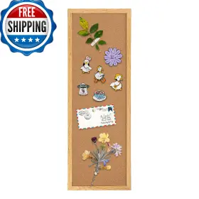 B0g196xg1h Toraso Cork Board Bulletin Rustic Brown Frame Wall Mount 11.8x35.4 Pin Tac