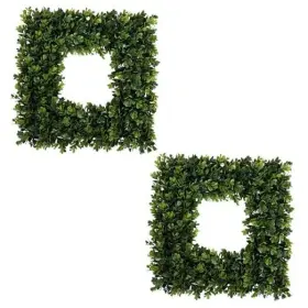50-109-2 Trademark Global Set Of 2 Wreaths - 16.5-inch Square Artificial Boxwood 16.5 Inch Green