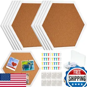 B0b241qdxx Treela 8 Pack Cork Bulletin Board 13.5x11 Inch With Frame Pins And Clips