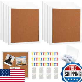 B0b248cfzb Treela 8x Cork Bulletin Board With Frame Decorative Linen Pin Memo 13.5x1