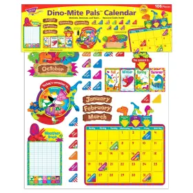 B00jfkhnl0 Trend Enterprises Dino-mite Pals Calendar Bulletin Board Set - Classroom Decor 100 Pcs