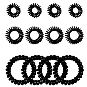 Tzh0054 Tuuxi 12pcs Spiral Hair Ties Black No Crease Phone Cord Coils For Women Damaged