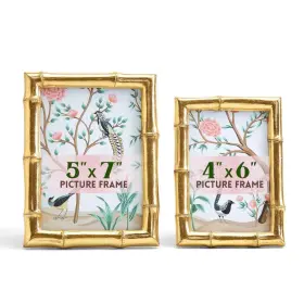 53438 Twos Company Bamboo Picture Frames Decorative Wall And Tabletop 5x7 4x6 Gol
