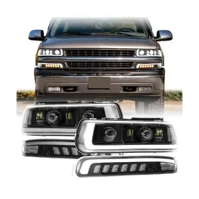 Ms-cs9906h-clr Usr Unique Style Racing 99-02 Gmt800 Pickup Front Head Lamps 4pc Set Left Right Compatible Wi
