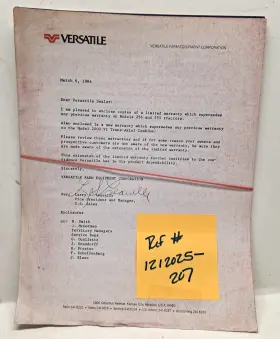 1212025-207 Versatile Used Lot Warranty Info Service Policy And Procedures Ref#