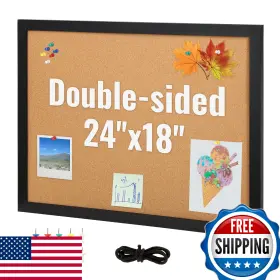 B0c3gfrzhy Vevor 24 Inch X18 Double-sided Cork Bulletin Board For Walls Vision