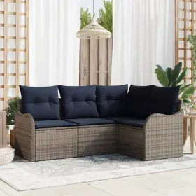 3345685 Vidaxl Garden Sofa Set With Cushion 4 Pcs Gray Poly Rattan