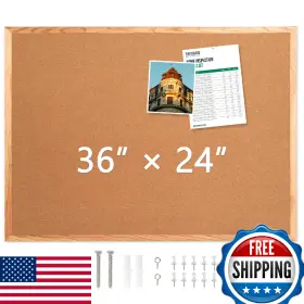 B0cwgw4mvq Walglass 36x24 Wooden Frame Cork Bulletin Board Wall Decor Display Pin