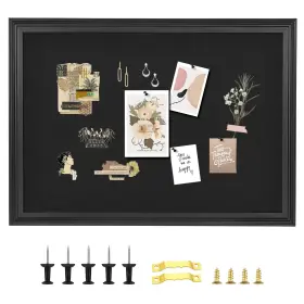 B0c6q3y8xj Yccyyccy Felt Bulletin Board Black Wood Frame Wall Mount Pin Office School