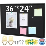 Teling 36X24 Black Wood Framed Cork Bulletin Board Home Office School Memos. Fixed Price $79.87.