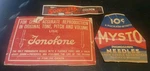 3 Gramophone Phonograph Needle Advertising Signs - Parts Of Old Display Boxes. Fixed Price $15.00.