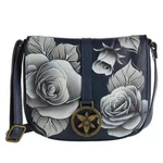 Anuschka Women's Hand-painted Leather Saddle Crossbody Bag Romantic Rose Navy. Fixed Price $67.85.