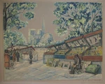 "bouquinistes Paris" Original Etching By J V Roux-champion (french 1871-1953). Fixed Price $325.00.