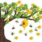 Classroom Tree Bulletin Board Bee Maple Leaves Paper. Fixed Price $22.27.