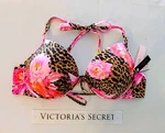 Victorias Secret Swim 38C Push-up Fabulous Tie Back Bikini Top Cheetah Peony. Fixed Price $24.95.