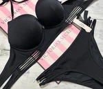 Victorias Secret Swim Bombshell +2 Cup Push-up Longline Strappy Brazilian Black. Fixed Price $58.00.