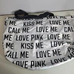 Victorias Secret Tote - Holographic Kiss Me / Love Beach Book Bag. Fixed Price $13.98.