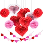 Blulu 24 Set Valentines Galentines Day Hanging Decoration Kit Red Pink Heart Pap. Fixed Price $43.66.