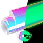 Permanent Glow Dark Vinyl Holographic Iridescent Opal White Green 12X5FT. Fixed Price $21.87.