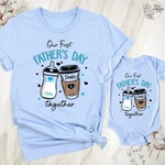 Our First Fathers Day Daddy Baby Shirts, New Matching Time T-shirt. Fixed Price $25.99.
