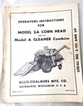 Used Operator's Instructions For Allis Chalmers Model 2A Corn Head TM-284. Fixed Price $10.00.