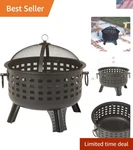 Chic 27-INCH Lattice Fire Pit With Spark Screen Perfect For Outdoor Enjoyment. Fixed Price $201.99.
