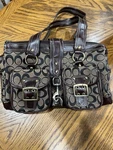Coach 65TH Anniversary Legacy Signature Satchel Bag Turn Lock Tote Beige Black !. Fixed Price $210.00.