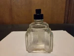 Glass Holy Water Bottle Christian Cross Design 4 Inch Clear Black Cap. Fixed Price $25.00.