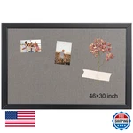Large 46X30" Grey Fabric Cork Bulletin Board With Pine Wood Frame, Wall Mount. Fixed Price $111.98.