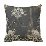 Emvency Throw Pillow Cover Black Vintage Paris City Of Love Eiffel Tower Chal.... Fixed Price $18.30.