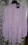 Fashion Nova My Sweet Memory Lavender Bell Sleeve Semi Sheer Short Romper(sz:xl). Fixed Price $10.99.
