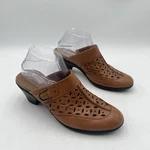 Clarks Bendables Shoes Women 9M Leather Cutout Mule Clogs Heeled Slides Brown. Fixed Price $35.99.