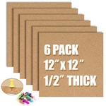 Aktop Cork Board Bulletin 12X12, 1/2" Thick 12"X12" - 6PACK, Natural. Fixed Price $43.66.