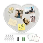 Topcity Large Heart-shaped Linen Cork Bulletin Board White Wood Frame 24X19. Fixed Price $79.61.