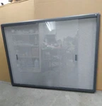 Quartet Enclosed Fabric Bulletin Board 36 48 2 Glass Door Gray Frame 3'X4'. Fixed Price $270.00.
