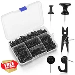 Goolada 240PCS Black Push Pins 5 Styles Thumb Tacks Bulletin Cork Board. Fixed Price $20.00.