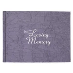 Christian Art Gifts Loving Memory Guest Book - Grey Satin Fabric Silver F.... Fixed Price $74.50.