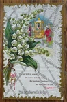 Antique Postcard 1912 Embossed Flowers Lady 18TH Century Coach Longfellow Quote. Fixed Price $19.99.