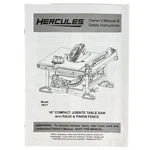 Hercules Table Saw Owners Manual Model HE77 Safety Instructions. Fixed Price $12.99.