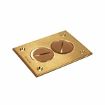 New Hubbell 6288 Gang Brass Floor Box Duplex Cover W/ 2, 1-1/2" Threaded Plugs. Fixed Price $54.95.