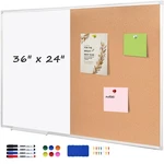 Cork Bulletin Board, 36 X 24 Inches White Magnetic Dry Erase Large Wall. Fixed Price $91.94.